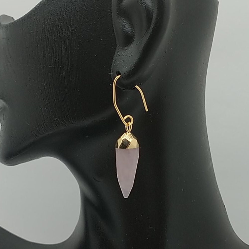 Gold plated earrings with pink quartz